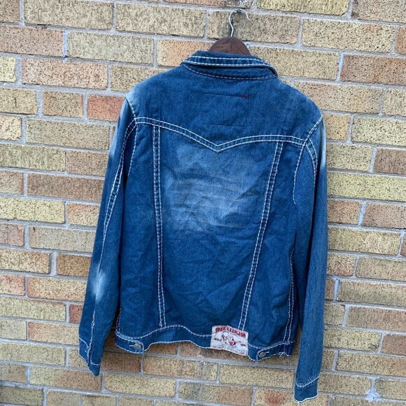 Vintage True Religion Jean Jacket XXXL JOEY SUPER T Blue - Picture 3 of 5